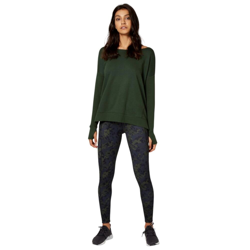 Sweaty Betty Green Simhasana Cotton Pullover Sweatshirt